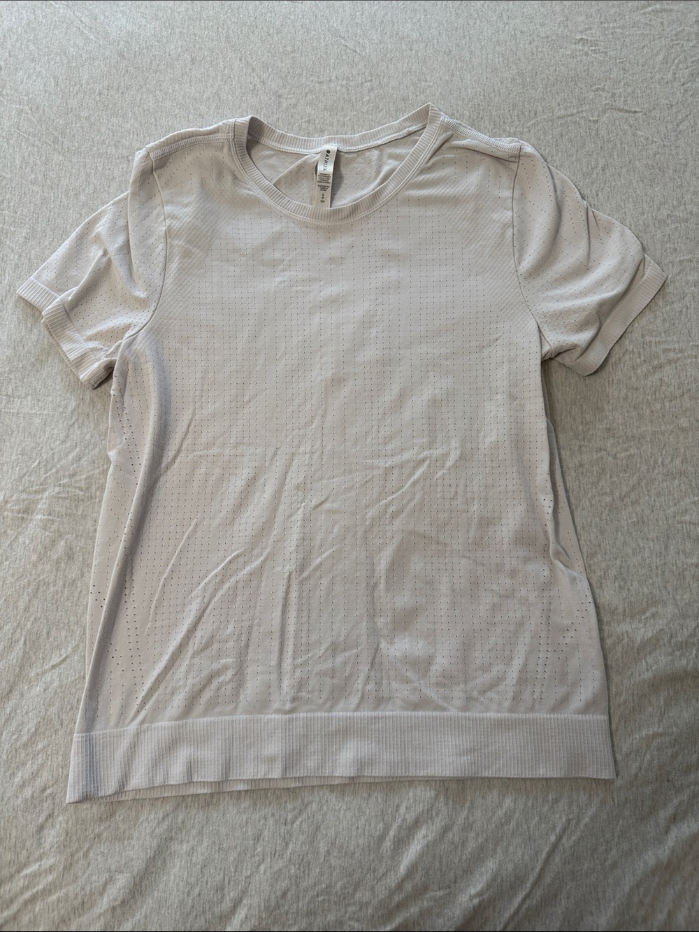 Athleta Light Gray Perforated Short Sleeve Tee